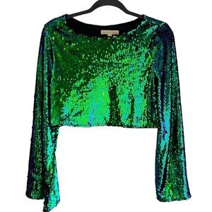 Hot & Delicious Blue Green Bell Sleeve Top | M | HDT8998